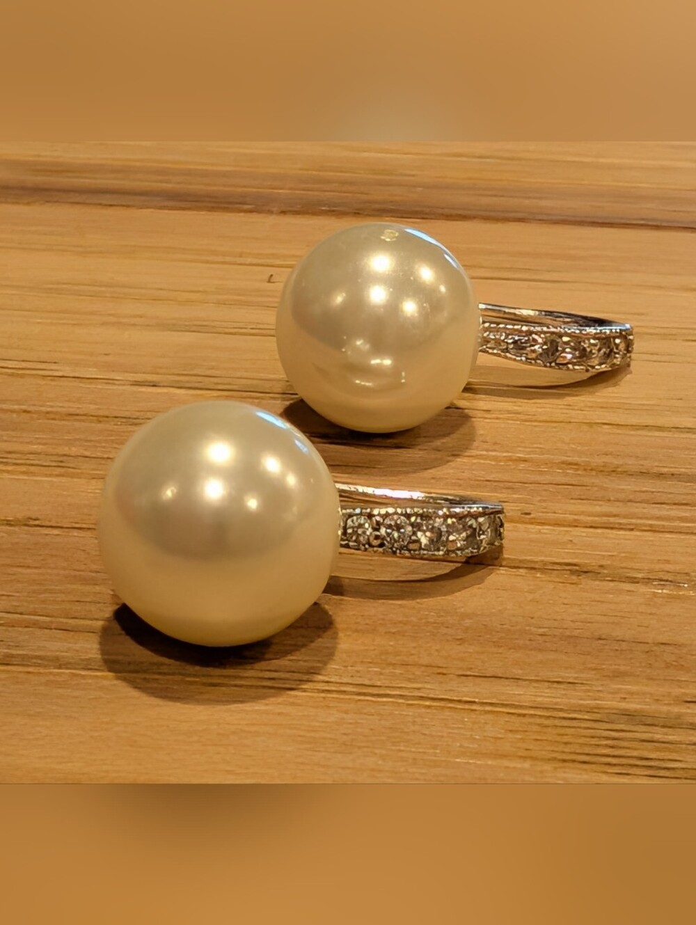 Source Unknown Pearl Drop Earrings with Silver-Tone Accents